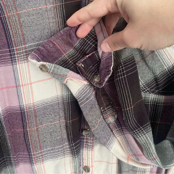 Lucky Brand Women's Oversized Purple & Pink Button Down Flannel Shirt Medium - Picture 6 of 10